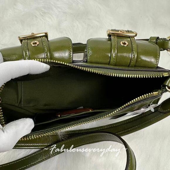 Coach Ashton Bag Shoulder/Crossbody In Glazed Leather/Gold/Olive CBJ01 NWT - Picture 8 of 9